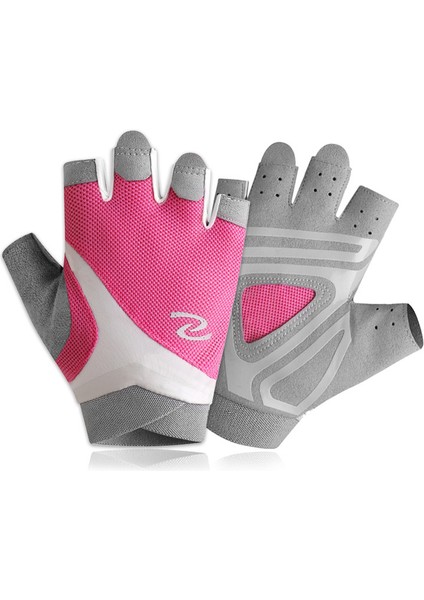Yarım Parmak Bisiklet Eldiveni - Nefes Alabilir, Kaymaz - Parmaksız Şok Emici Eldiven, Erkek ve Kadın-Pembe(M) (Yurt Dışından)