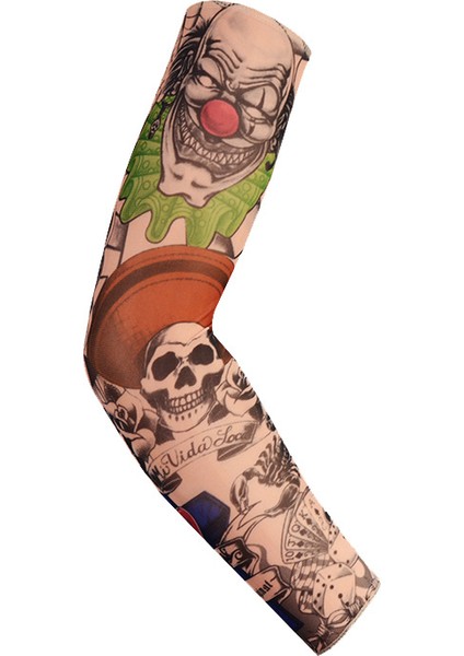 Sahte Geçici Dövme Kollu Yetişkin Kadın Erkek Elastik Kol Çorap Üzerinde Kayma Unisex Parti Cadılar Bayramı Dövme Biker Güneş Bloğu 1 PAIR-GKK029 (Yurt Dışından)