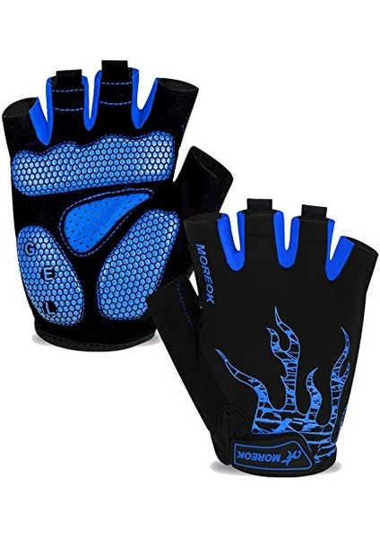 Saytay Bisiklet Eldiveni, Yarım Parmak Bisiklet Eldiveni Mtb Dh Yol Bisiklet Eldiveni Jel Pedi Şok Emici Kaymaz Nefes Alabilir Motosiklet Dağ Bisikleti Eldiveni Unisex Kadın (Mavi, (Yurt Dışından)