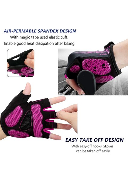 Saytay Bisiklet Eldiveni, Yarım Parmak Bisiklet Eldiveni Mtb Dh Yol Bisiklet Eldiveni Jel Ped Şok Emici Kaymaz Nefes Alabilir Motosiklet Dağ Bisikleti Eldiveni Unisex Kadın (Pembe, (Yurt Dışından) indirimleri