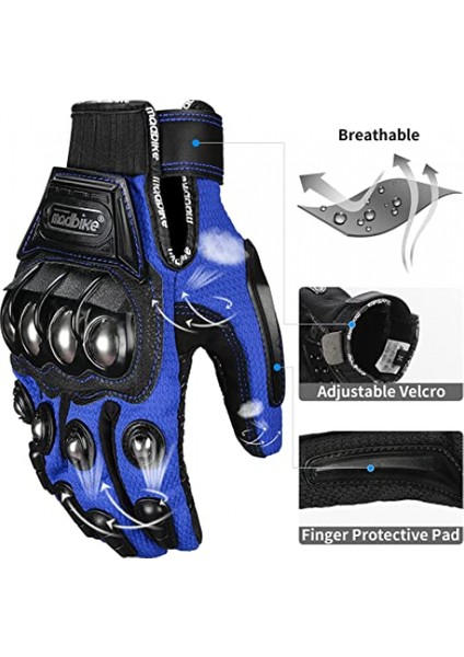 Motosiklet Eldivenleri Çelik Mafsal Motosiklet Atv Motokros Kir Bisiklet Yarışı Bmx Mx Yokuş Aşağı Taktik Eldiven Dokunmatik Ekran (Xxl, Mavi) (Yurt Dışından) fırsatları
