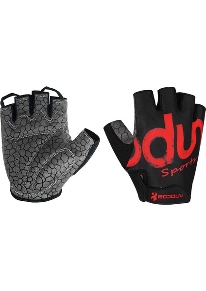 Yarım Parmak Dağ Yol Bisikleti Döngüsü Eldiven Kaymaz Şok Emici Yastıklı Nefes Alabilir Mtb Bisiklet Bisiklet Eldiven Spor Erkek Kadın-Siyah (Xl) (Yurt Dışından)