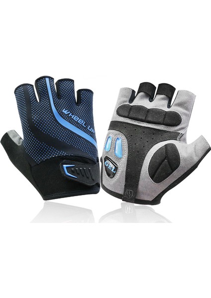 Bisiklet Eldivenleri Yarım Parmak Bisiklet Eldivenleri Erkekler Kadınlar Için Dağ Bisikleti Eldivenleri Yastıklı Kaymaz Mtb Parmaksız Yol Binme Eldivenleri-Mavi (Xxl) (Yurt Dışından)