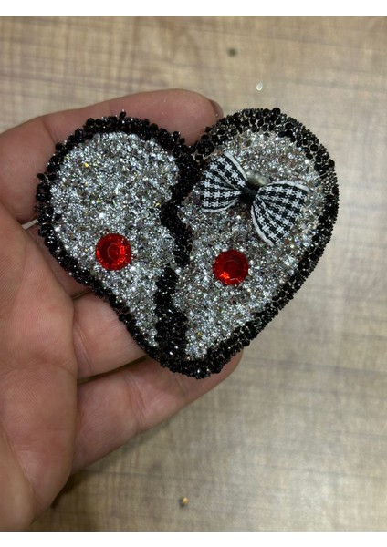 7x6 cm Ütü Ile Yapışan Taş Işleme Kalp Arma Yama Dikiş Aksesuarı Aplike
