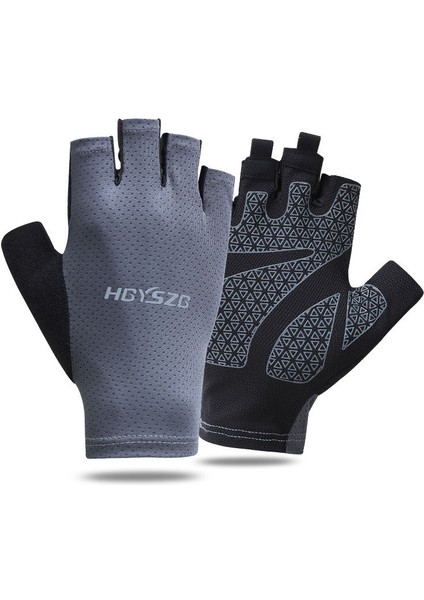 Yarış Eldiveni Kaymaz Jel Kısa Parmak Nefes Yaz Eldiven Dağ Yol Bisikleti Sürme Bisiklet Koşu Eldivenleri-Gri (M) (Yurt Dışından)