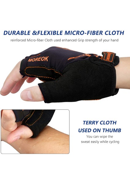 Saytay Bisiklet Eldiveni, Yarım Parmak Bisiklet Eldiveni Mtb Dh Yol Bisiklet Eldiveni Jel Ped Şok Emici Kaymaz Nefes Alabilir Motosiklet Dağ Bisikleti Eldiveni Unisex Kadın (Turunc (Yurt Dışından) modelleri