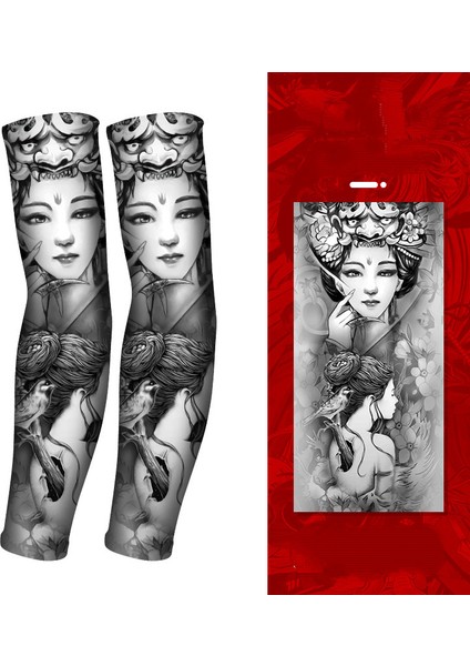 Serin Dövme Kollu Kol Çorapları, Sahte Geçici Dövme, Erkek Kadın Moda Vücut Sanatı Parti FAVOR-GP77003 Için Esnek Güneş Koruyucu Kapak (Yurt Dışından)