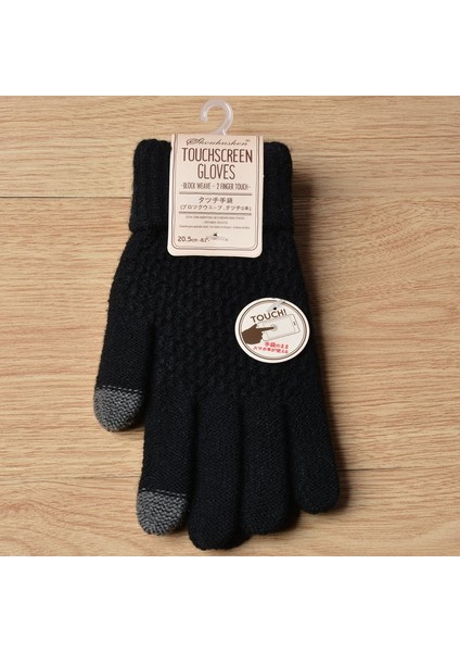 Kadın Kış Dokunmatik Ekran Eldiveni Sıcak Polar Astarlı Örgü Eldiven Elastik Manşet Kış Manifatura Eldiveni, Indigo (Yurt Dışından) fiyatları