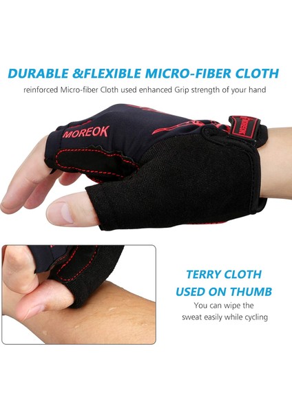 Saytay Bisiklet Eldiveni, Yarım Parmak Bisiklet Eldiveni Mtb Dh Yol Bisiklet Eldiveni Jel Pedi Şok Emici Kaymaz Nefes Alabilir Motosiklet Dağ Bisikleti Eldiveni Unisex Kadın (Kırmı (Yurt Dışından) modelleri