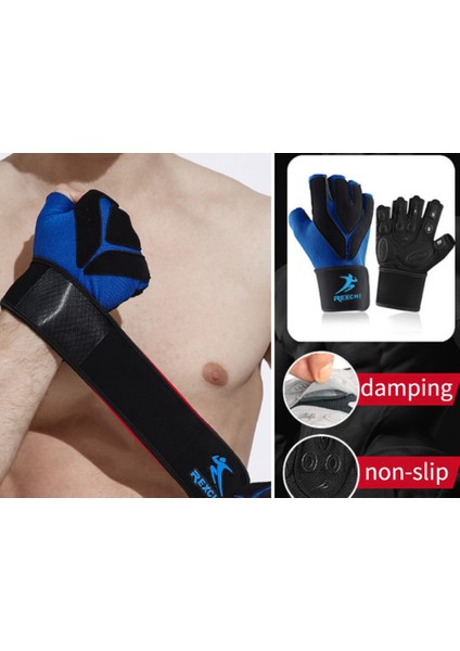 Spor Eldivenleri Yarım Parmak Bayan Koruma Dambıl Yatay Çubuk Egzersiz Bisiklet Dağcılık Kaymaz Nefes Alabilir (M,XG18 Siyah Mavi) (Yurt Dışından)