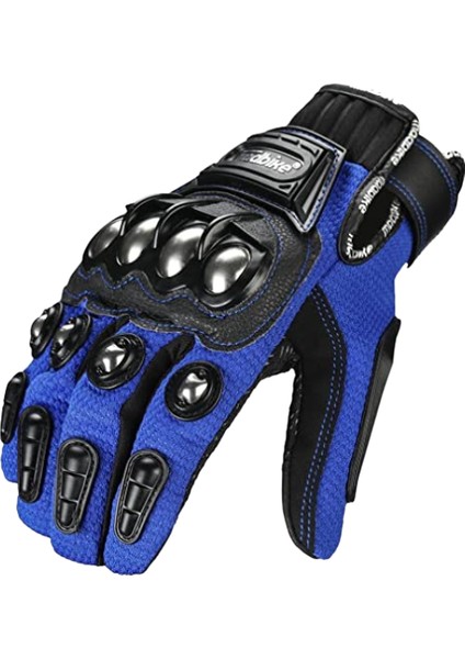 Motosiklet Eldivenleri Çelik Mafsal Motosiklet Atv Motokros Kir Bisiklet Yarışı Bmx Mx Yokuş Aşağı Taktik Eldiven Dokunmatik Ekran (M, Mavi) (Yurt Dışından)