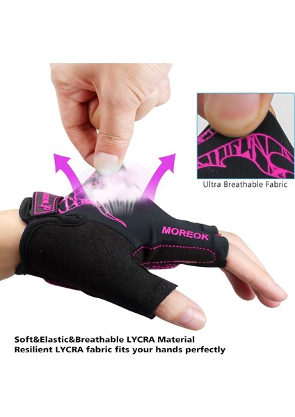 Saytay Bisiklet Eldiveni, Yarım Parmak Bisiklet Eldiveni Mtb Dh Yol Bisiklet Eldiveni Jel Pedi Şok Emici Kaymaz Nefes Alabilir Motosiklet Dağ Bisikleti Eldiveni Unisex Kadın (Pembe (Yurt Dışından) fırsatları