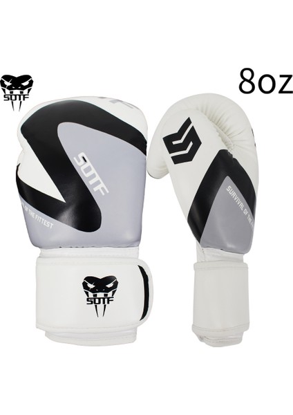 Eldivenler Erkek Boks Eldivenleri Ağır Hizmet Paketi Antrenman Eldivenleri Kadın Mma (Siyah Gri) 8oz (Yurt Dışından)