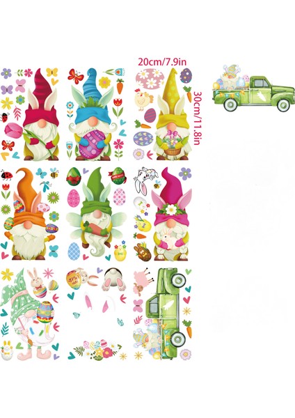 96 Adet Pencere Çıkartmaları Ev Dekorasyonu, Paskalya Tavşanı Yumurtaları Gnome Cüce Statik Pencere Çıkartmaları, Pencere Camı Kapı Çıkartmaları 9 Yaprak(#a) (Yurt Dışından) modelleri