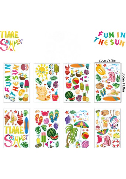 Yaz Pencere Tutunur 8 Yaprak Güneşte Eğlenceli Yaz Plaj Havuz Partisi Statik Pencere Çıkartmaları Çıkartmaları Süslemeleri Cam Pencere Parti Malzemeleri (Yurt Dışından) fiyatları