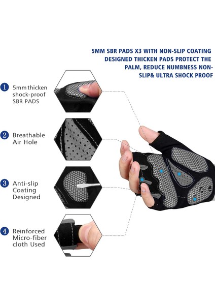 Saytay Bisiklet Eldivenleri, Yarım Parmak Bisiklet Eldiveni Mtb Dh Yol Bisiklet Eldivenleri Jel Ped Şok Emici Kaymaz Nefes Alabilir Motosiklet Dağ Bisikleti Eldivenleri Unisex Kadı (Yurt Dışından) fiyatları