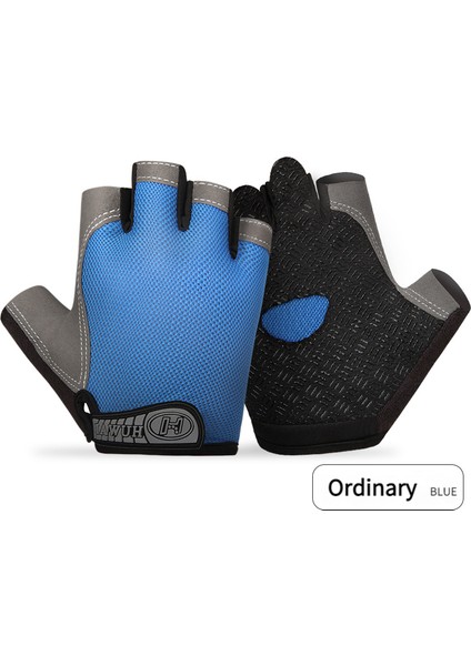 Motosiklet Binme Dağcılık Ekipmanıkaymaz Nefes Alabilir Darbeye Dayanıklı Açık Hava Sporları Yarım Parmak Eldiven (L,mavi) (Yurt Dışından)