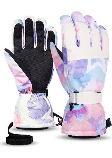 Motosiklet Eldivenleri Kış Sıcak Dokunmatik Ekran Su Geçirmez Rüzgar Geçirmez Koruyucu Giysi (L, Lotus Kökü Mor) (Yurt Dışından)