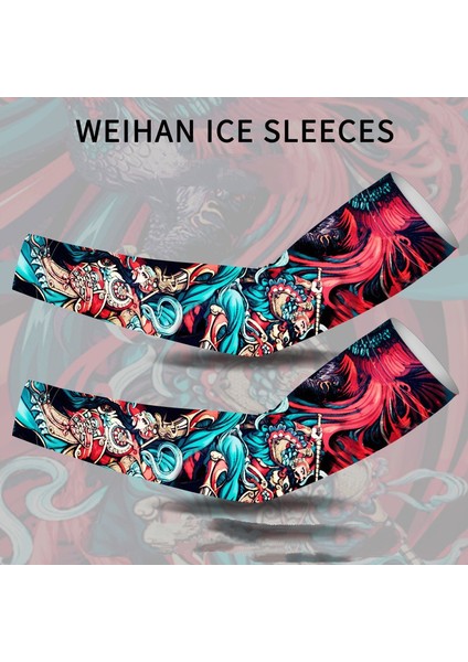 Serin Dövme Kollu Kol Çorapları, Sahte Geçici Dövme, Erkek Kadın Moda Vücut Sanatı Parti FAVOR-GP77022 Için Esnek Güneş Koruyucu Kapak (Yurt Dışından)