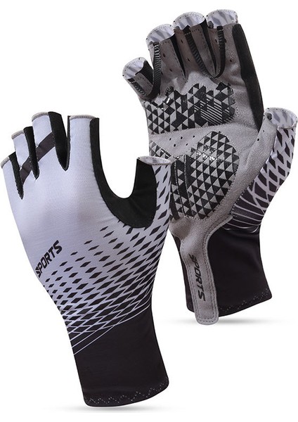 Ince Yarım Parmak Bisiklet Bisiklet Eldiven Darbeye Dayanıklı Bisiklet Nefes Kaymaz Esnek Dağ Spor Eldivenleri Erkekler Kadınlar Için-Gri (M) (Yurt Dışından)