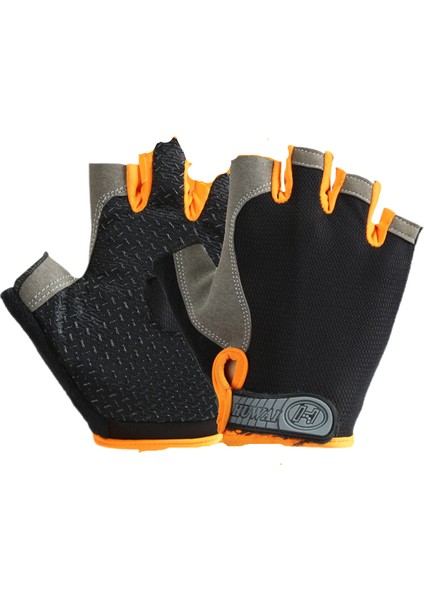 Bisiklet Eldivenleri Erkekler Kadınlar Için Bisiklet Eldivenleri, Yarım Parmak Bisiklet Eldiveni Yol Bisiklet Eldivenleri Şok Emici Dağ Bisikleti Eldivenleri-Turuncu(L) (Yurt Dışından)