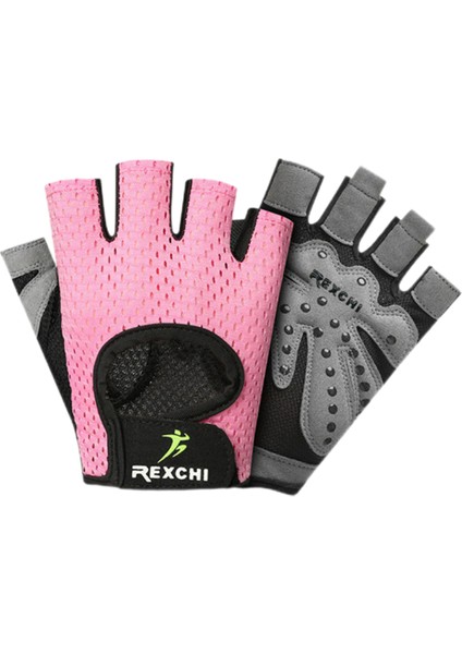 Spor Eldivenleri Yarım Parmak Bayan Koruma Dambıl Yatay Çubuk Egzersiz Bisiklet Dağcılık Kaymaz Nefes Alabilir (Xl, XG08 Pembe) (Yurt Dışından)