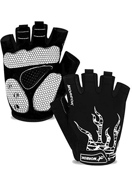 Saytay Bisiklet Eldiveni, Yarım Parmak Bisiklet Eldiveni Mtb Dh Yol Bisiklet Eldiveni Jel Ped Şok Emici Kaymaz Nefes Alabilir Motosiklet Dağ Bisikleti Eldiveni Unisex Kadın (Beyaz, (Yurt Dışından)