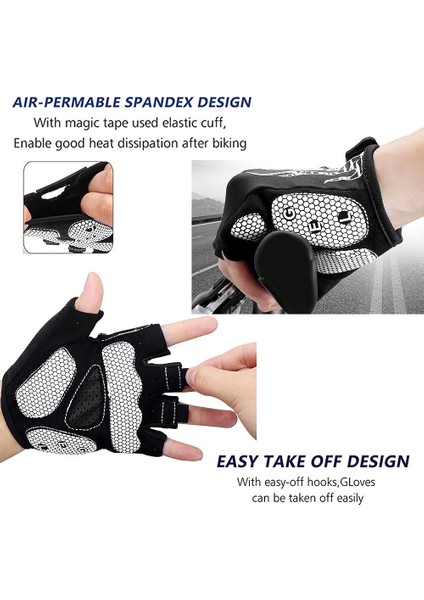 Saytay Bisiklet Eldiveni, Yarım Parmak Bisiklet Eldiveni Mtb Dh Yol Bisiklet Eldiveni Jel Ped Şok Emici Kaymaz Nefes Alabilir Motosiklet Dağ Bisikleti Eldiveni Unisex Kadın (Beyaz, (Yurt Dışından) indirimleri