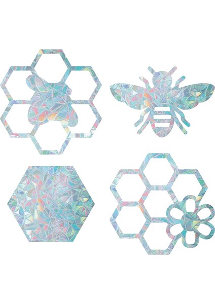 16 Adet Arı Pencere Çıkartmaları Petek Statik Çıkartma Çarpışma Önleyici Altıgen Cam Tutunur Yapışkan Olmayan Vinil Film Sürgülü Kapılar Için Ev Dekorasyonları Pencereler Kuşları D (Yurt Dışından)