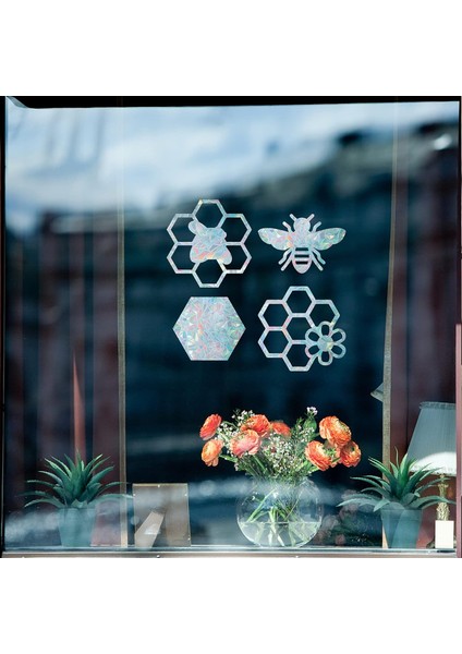 16 Adet Arı Pencere Çıkartmaları Petek Statik Çıkartma Çarpışma Önleyici Altıgen Cam Tutunur Yapışkan Olmayan Vinil Film Sürgülü Kapılar Için Ev Dekorasyonları Pencereler Kuşları D (Yurt Dışından) fiyatları