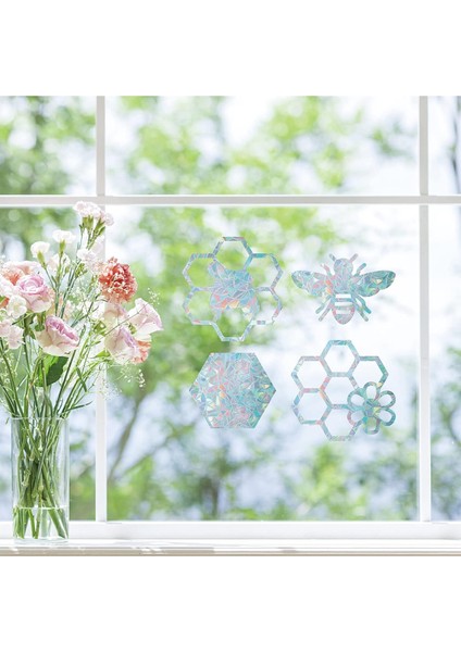 16 Adet Arı Pencere Çıkartmaları Petek Statik Çıkartma Çarpışma Önleyici Altıgen Cam Tutunur Yapışkan Olmayan Vinil Film Sürgülü Kapılar Için Ev Dekorasyonları Pencereler Kuşları D (Yurt Dışından) fırsatları