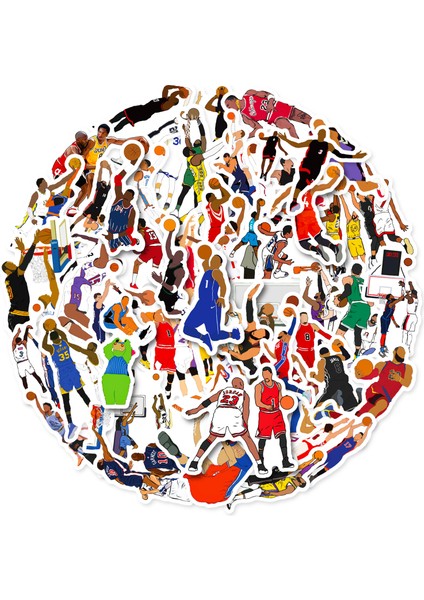 Nba-Klasik Aksiyon Çıkartmaları, 50'li Set, Suya Dayanıklı ve Uv'ye Dayanıklı, Tüm Cihazlarınız Için Harika (Yurt Dışından)