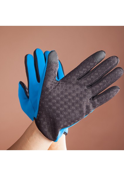 Erkekler ve Kadınlar Için Bisiklet Eldivenleri - Spor Çalışma Bisikleti Için Dokunmatik Ekranlı Termal Eldiven Kaymaz Golf Mavisi(Xl) (Yurt Dışından)