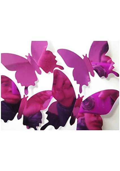 24 Adet 3D Ayna Etkisi Kelebek Duvar Sticker Sanat Dekor Çıkartmaları Ev Dekorasyon Veya Parti Dekorasyonu Için (Mor) (Yurt Dışından) fırsatları
