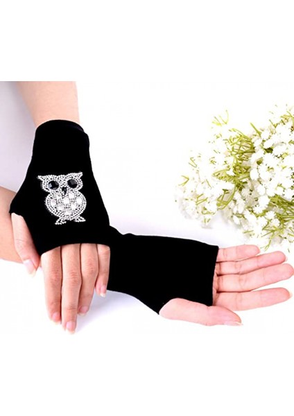 Kadın Punk Kış Kol Isıtıcı Örme Esnek Yumuşak Parmaksız Eldiven, Siyah I (Yurt Dışından) fırsatları