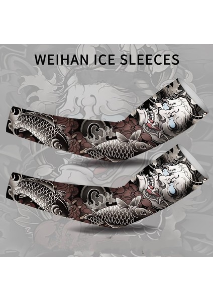 Serin Dövme Kollu Kol Çorapları, Sahte Geçici Dövme, Erkek Kadın Moda Vücut Sanatı Parti FAVOR-GP77021 Için Esnek Güneş Koruyucu Kapak (Yurt Dışından)