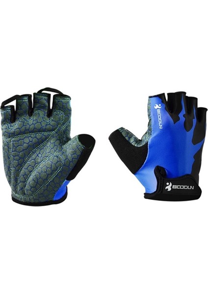 Bisiklet Eldivenleri Dağ Bisikleti Eldivenleri Parmaksız, Erkekler ve Kadınlar Için Kaymaz, Nefes Alabilen Bisiklet Eldiveni-Mavi(L) (Yurt Dışından)