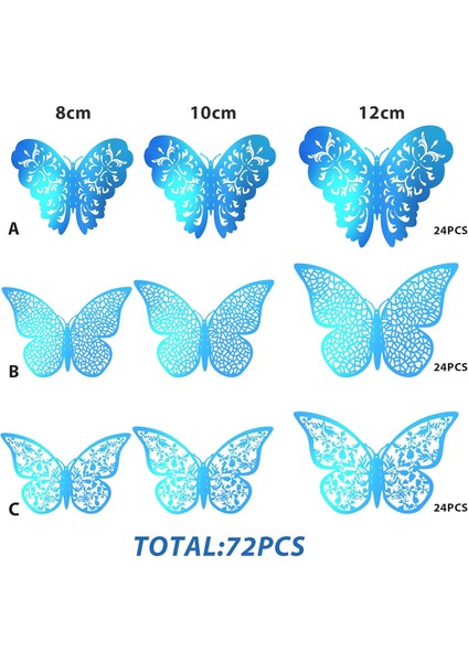 72 Parça 3D Kelebek Duvar Çıkartmaları Etiket Duvar Çıkartması Dekor Sanat Dekoratif Etiket Oda Ev Kreş Sınıf Ofisler Çocuklar Kız Erkek Yatak Odası Oturma Odası Dekoru Için 3 Boyu (Yurt Dışından) modelleri