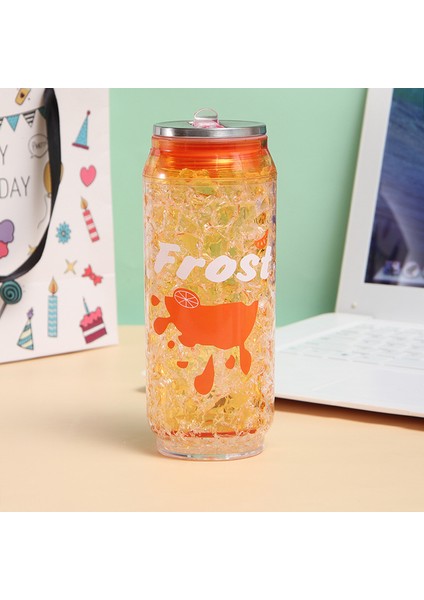 Net Kırmızı Yaratıcı Kola Can Su Bardağı Çift Katmanlı Plastik Pipetli Bardak Öğrenci Taşınabilir Ezilmiş Buz Bardağı Soda Bardağı Spor Su Şişesi (Turuncu) (Yurt Dışından) fiyatları