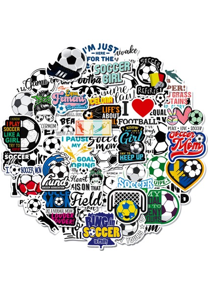 Kişilik ve Yaratıcı Futbol Çıkartmaları, 50'li Set, Suya Dayanıklı ve Uv Dirençli, Tüm Aletleriniz Için Harika (Yurt Dışından)