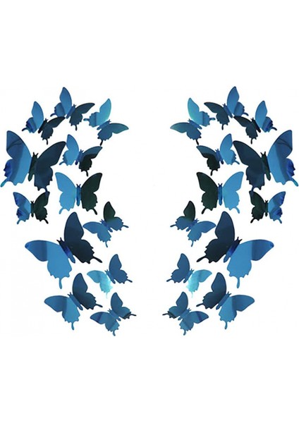 24 Adet 3D Ayna Etkisi Kelebek Duvar Sticker Sanat Dekor Çıkartmaları Ev Dekorasyonu Veya Parti Dekorasyonu Için (Mavi) (Yurt Dışından) fiyatları