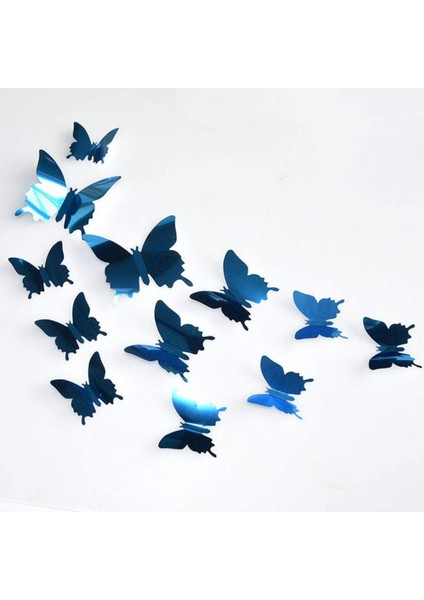 24 Adet 3D Ayna Etkisi Kelebek Duvar Sticker Sanat Dekor Çıkartmaları Ev Dekorasyonu Veya Parti Dekorasyonu Için (Mavi) (Yurt Dışından) fırsatları