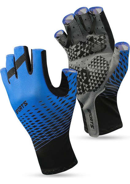 Ince Yarım Parmak Bisiklet Bisiklet Eldiven Darbeye Dayanıklı Bisiklet Nefes Kaymaz Erkekler Kadınlar Için Esnek Dağ Spor Eldivenleri-Mavi (M) (Yurt Dışından)