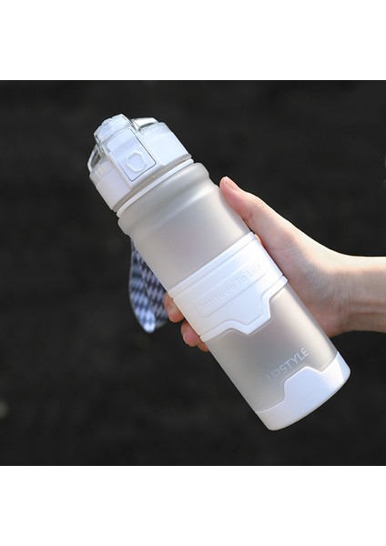 Tritan Malzeme Büyük Kapasiteli Taşınabilir Düşme Önleyici Spor Spor Şişesi Plastik Bardak 500 ml Beyaz (Yurt Dışından)