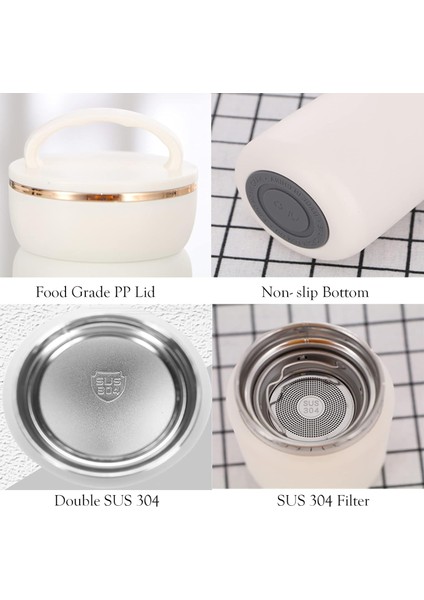 Vakum Yalıtımlı Sıcak Su Şişesi Paslanmaz Çelik Şişe Seyahat Kupa Kahve Fincanı 13 Oz, Beyaz (Yurt Dışından) modelleri