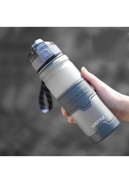 Tritan Malzeme Büyük Kapasiteli Taşınabilir Düşme Önleyici Spor Spor Şişesi Plastik Bardak 500 ml Gri (Yurt Dışından)