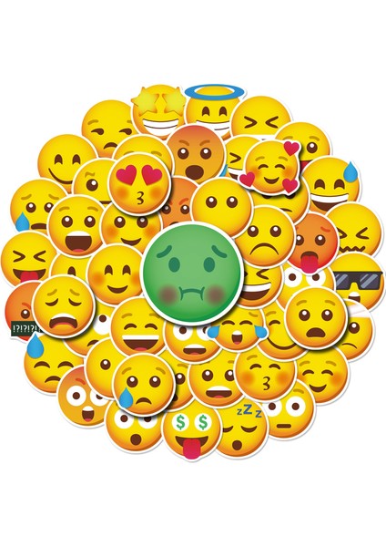 Komik Emoji Çıkartmaları, 50'li Set, Suya Dayanıklı ve Uv'ye Dayanıklı, Tüm Cihazlarınız Için Harika (Yurt Dışından)