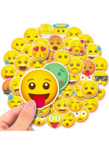 Komik Emoji Çıkartmaları, 50'li Set, Suya Dayanıklı ve Uv'ye Dayanıklı, Tüm Cihazlarınız Için Harika (Yurt Dışından)