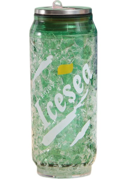 Net Kırmızı Yaratıcı Kola Can Su Bardağı Çift Katmanlı Plastik Pipetli Bardak Öğrenci Taşınabilir Ezilmiş Buz Bardağı Soda Bardağı Spor Su Şişesi (Yeşil) (Yurt Dışından)