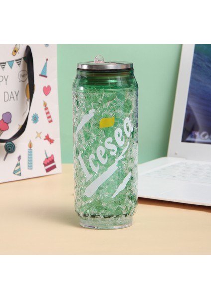 Net Kırmızı Yaratıcı Kola Can Su Bardağı Çift Katmanlı Plastik Pipetli Bardak Öğrenci Taşınabilir Ezilmiş Buz Bardağı Soda Bardağı Spor Su Şişesi (Yeşil) (Yurt Dışından) fiyatları
